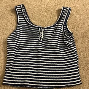 Navy and white stripped tank top cropped